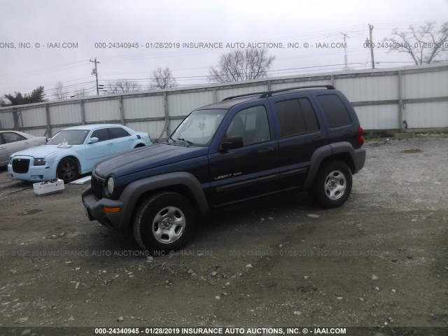 1J4GL48K93W718354 - 2003 JEEP LIBERTY SPORT/FREEDOM BLUE photo 2