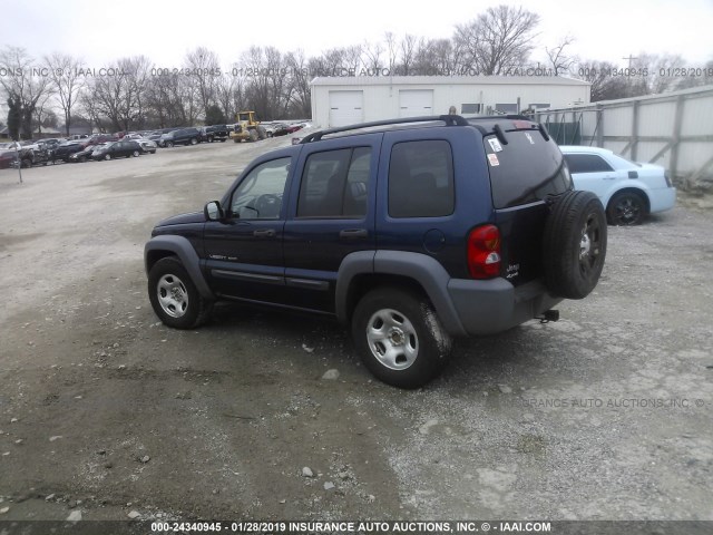 1J4GL48K93W718354 - 2003 JEEP LIBERTY SPORT/FREEDOM BLUE photo 3