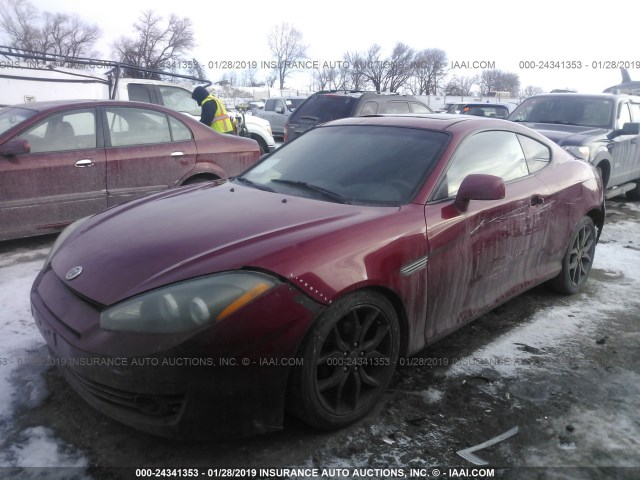 KMHHN66F78U279126 - 2008 HYUNDAI TIBURON GT/SE/GT LIMITED RED photo 2