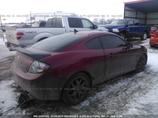 KMHHN66F78U279126 - 2008 HYUNDAI TIBURON GT/SE/GT LIMITED RED photo 4