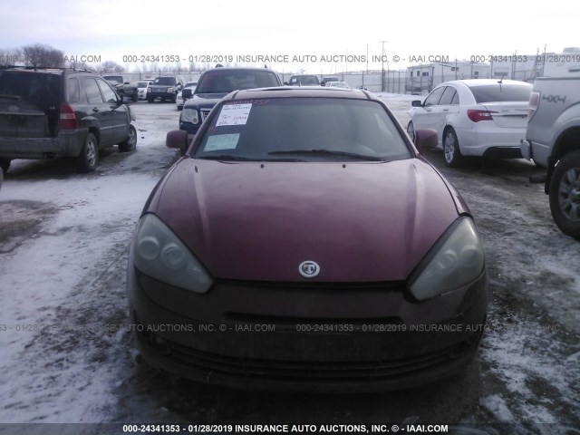 KMHHN66F78U279126 - 2008 HYUNDAI TIBURON GT/SE/GT LIMITED RED photo 6