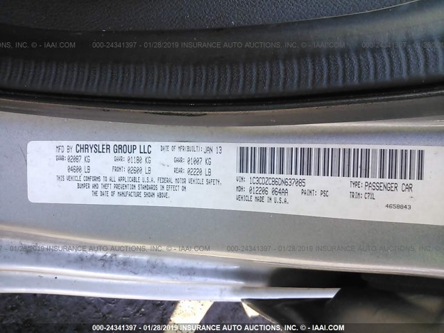 1C3CDZCB6DN637085 - 2013 DODGE AVENGER SXT SILVER photo 9