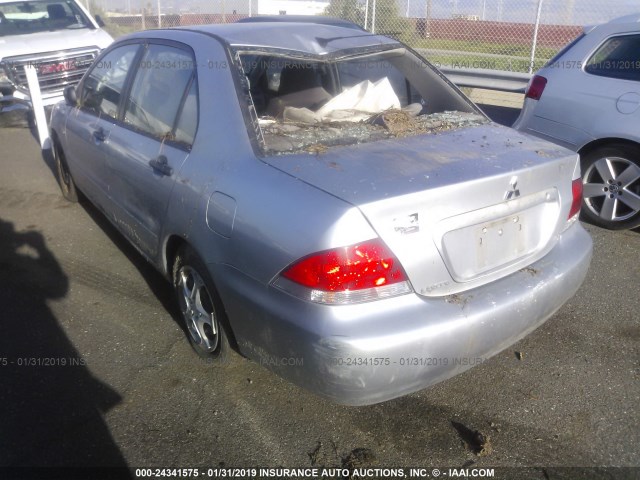 JA3AJ26E65U036502 - 2005 MITSUBISHI LANCER ES SILVER photo 3