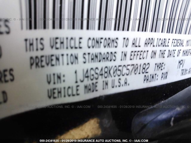 1J4GS48K05C570182 - 2005 JEEP GRAND CHEROKEE LAREDO/COLUMBIA/FREEDOM 黑色 照片 9