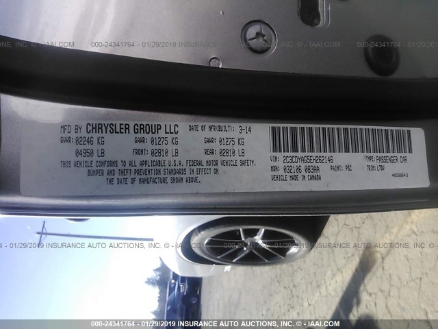 2C3CDYAG5EH262146 - 2014 DODGE CHALLENGER SXT SILVER photo 9