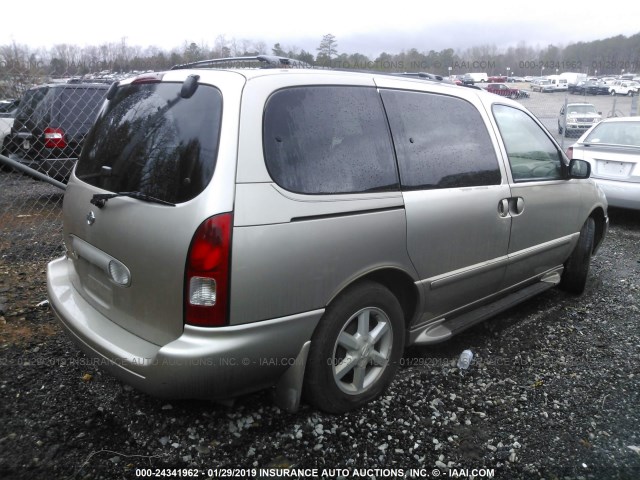 4N2ZN17T92D802733 - 2002 NISSAN QUEST GLE Champagne photo 4