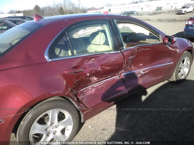 JH4KB16596C009863 - 2006 ACURA RL RED photo 6