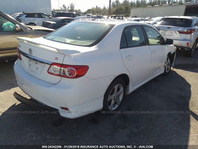 2T1BU4EE6BC627481 - 2011 TOYOTA COROLLA S/LE WHITE photo 4