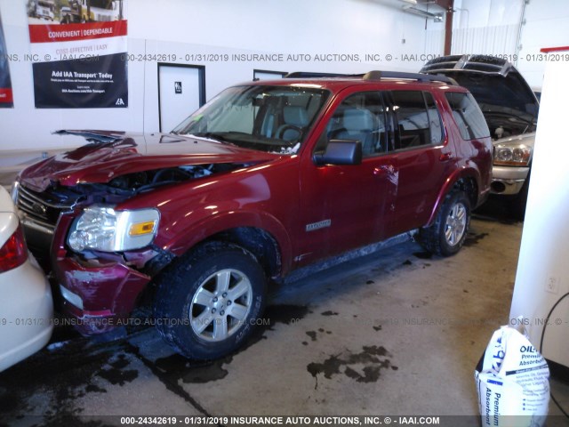 1FMEU73E68UA62545 - 2008 FORD EXPLORER XLT RED photo 2