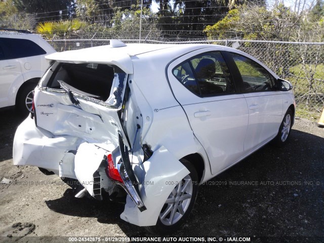 JTDKDTB36G1589663 - 2016 TOYOTA PRIUS C WHITE photo 4