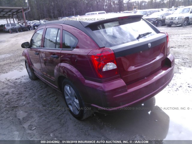 1B3HB48B17D517287 - 2007 DODGE CALIBER SXT RED photo 3