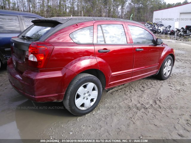 1B3HB48B17D517287 - 2007 DODGE CALIBER SXT RED photo 4