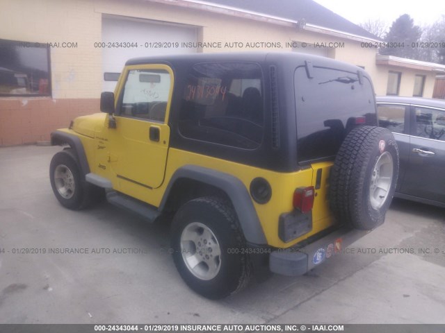 1J4FA49S11P316710 - 2001 JEEP WRANGLER / TJ SPORT YELLOW photo 3