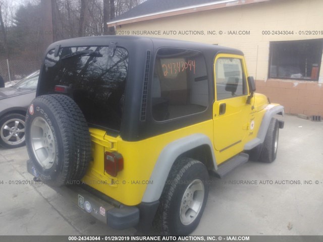 1J4FA49S11P316710 - 2001 JEEP WRANGLER / TJ SPORT YELLOW photo 4