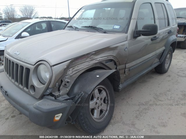 1J4GL48K25W550298 - 2005 JEEP LIBERTY SPORT GOLD photo 6