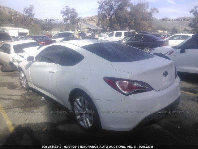 KMHHT6KD9DU084374 - 2013 HYUNDAI GENESIS COUPE 2.0T WHITE photo 3