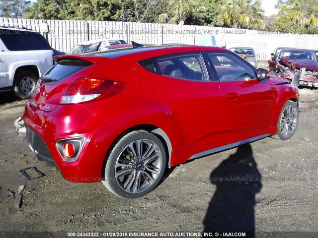 KMHTC6AE1HU308859 - 2017 HYUNDAI VELOSTER TURBO RED photo 4