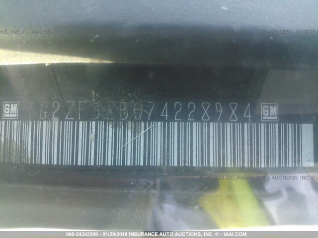 1G2ZF58B074228984 - 2007 PONTIAC G6 VALUE LEADER/BASE WHITE photo 9