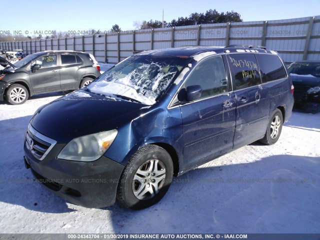 5FNRL387X5B043349 - 2005 HONDA ODYSSEY EXL BLUE photo 2