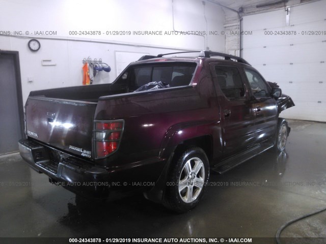 5FPYK1F54DB007490 - 2013 HONDA RIDGELINE RTL MAROON photo 4