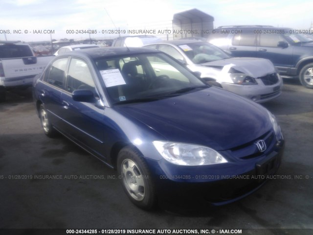 JHMES96695S016577 - 2005 HONDA CIVIC HYBRID BLUE photo 1