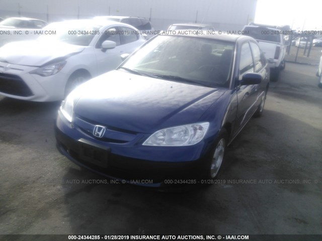 JHMES96695S016577 - 2005 HONDA CIVIC HYBRID BLUE photo 2