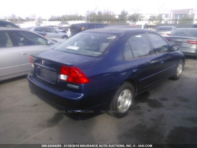 JHMES96695S016577 - 2005 HONDA CIVIC HYBRID BLUE photo 4