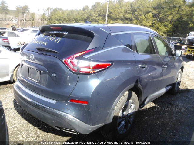 5N1AZ2MG4FN256419 - 2015 NISSAN MURANO S/SL/SV/PLATINUM BLUE photo 4