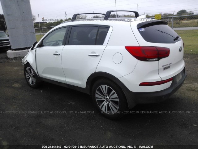 KNDPC3AC3E7571710 - 2014 KIA SPORTAGE EX WHITE photo 3