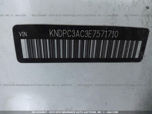 KNDPC3AC3E7571710 - 2014 KIA SPORTAGE EX WHITE photo 9