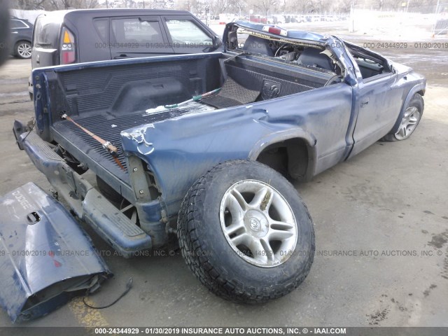 1B7GL26Z81S343653 - 2001 DODGE DAKOTA BLUE photo 4