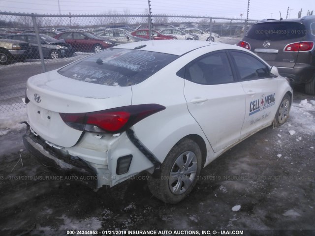 5NPDH4AE9GH775678 - 2016 HYUNDAI ELANTRA SE/SPORT/LIMITED WHITE photo 4