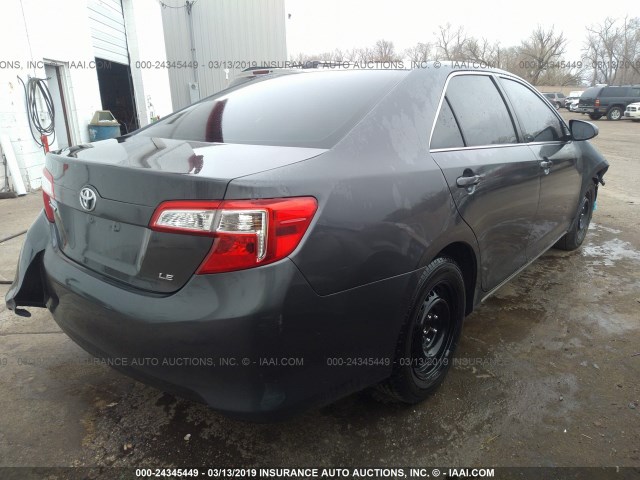 4T1BF1FK3DU240224 - 2013 TOYOTA CAMRY L/SE/LE/XLE GRAY photo 4
