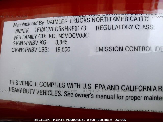 1FVACVFD5KHKF6173 - 2019 FREIGHTLINER M2 106 MEDIUM DUTY RED photo 9