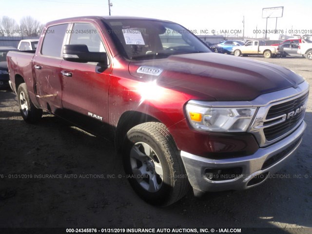 1C6SRFFT0KN668283 - 2019 RAM 1500 BIG HORN/LONE STAR MAROON photo 1