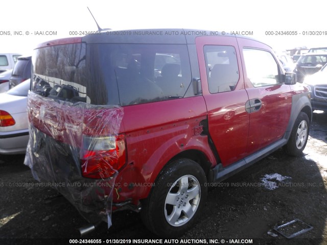 5J6YH28605L009197 - 2005 HONDA ELEMENT EX RED photo 4