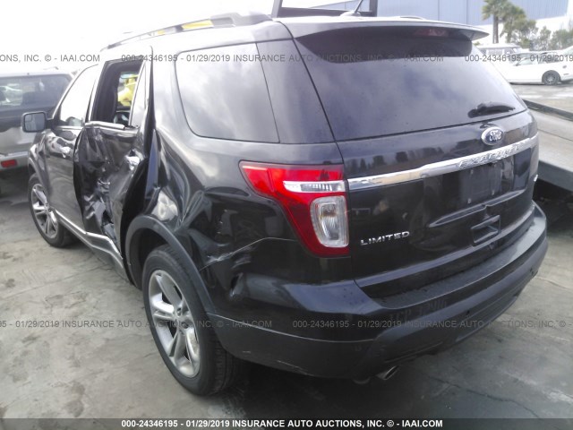 1FM5K8F82EGC59112 - 2014 FORD EXPLORER LIMITED BLACK photo 3