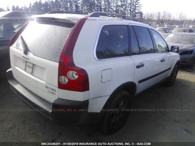 YV1CZ91H631006387 - 2003 VOLVO XC90 T6 WHITE photo 4