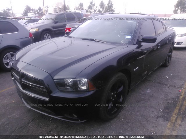 2C3CDXCT7EH184053 - 2014 DODGE CHARGER R/T BLACK photo 2