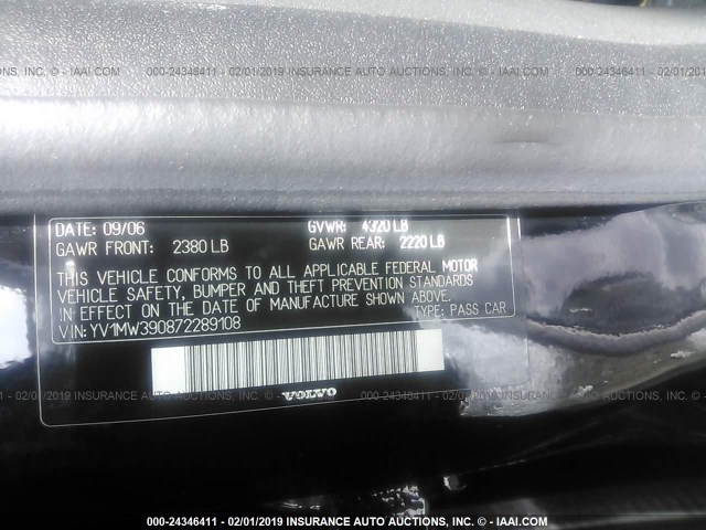 YV1MW390872289108 - 2007 VOLVO V50 2.4I BLACK photo 9