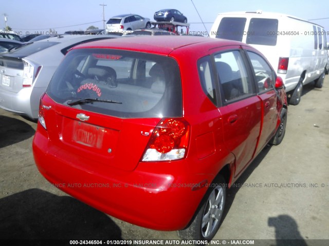 KL1TD66608B152223 - 2008 CHEVROLET AVEO LS RED photo 4