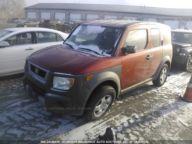 5J6YH28573L035297 - 2003 HONDA ELEMENT EX ORANGE photo 2