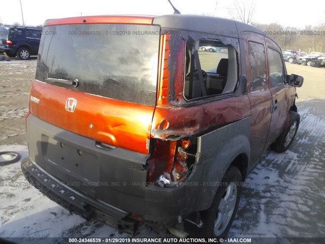 5J6YH28573L035297 - 2003 HONDA ELEMENT EX ORANGE photo 4