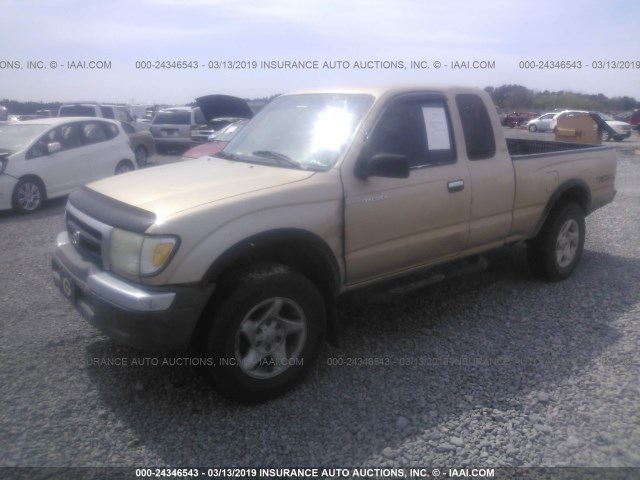 4TAWN72N4XZ480316 - 1999 TOYOTA TACOMA XTRACAB GOLD photo 2