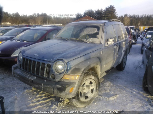 1J8GL48K66W287149 - 2006 JEEP LIBERTY SPORT BLUE photo 2