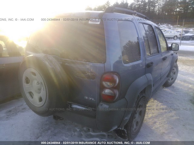 1J8GL48K66W287149 - 2006 JEEP LIBERTY SPORT BLUE photo 4