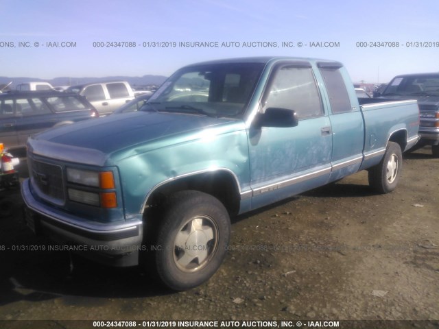 1GTEK19R7VE514574 - 1997 GMC SIERRA K1500 GREEN photo 2