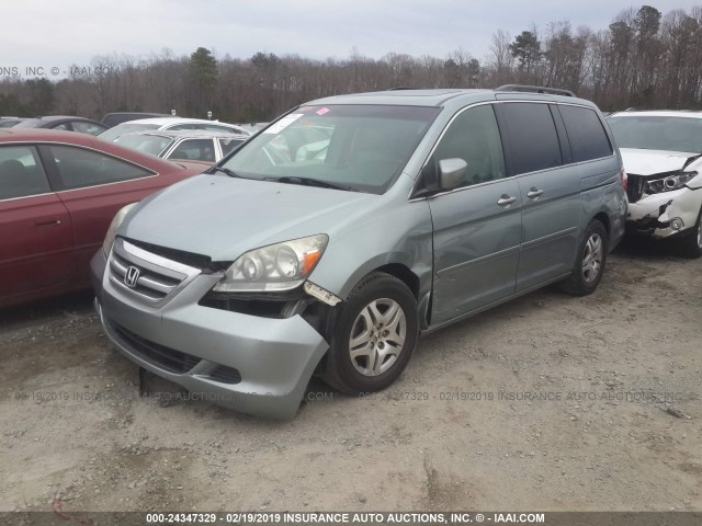 5FNRL38765B126812 - 2005 HONDA ODYSSEY EXL Light Blue photo 2