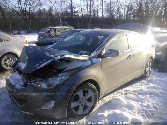 5NPDH4AE7DH245043 - 2013 HYUNDAI ELANTRA GLS/LIMITED GRAY photo 2