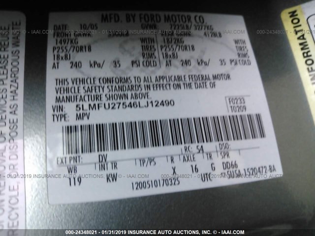 5LMFU27546LJ12490 - 2006 LINCOLN NAVIGATOR 绿色 照片 9